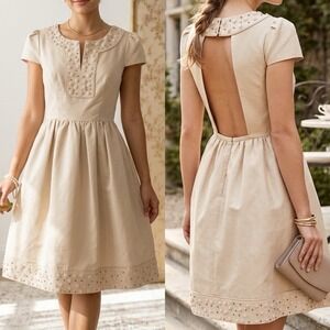 Anthropologie Hitherto Silk-Blend Embroidered Floral Cocktail Dress - Size 4